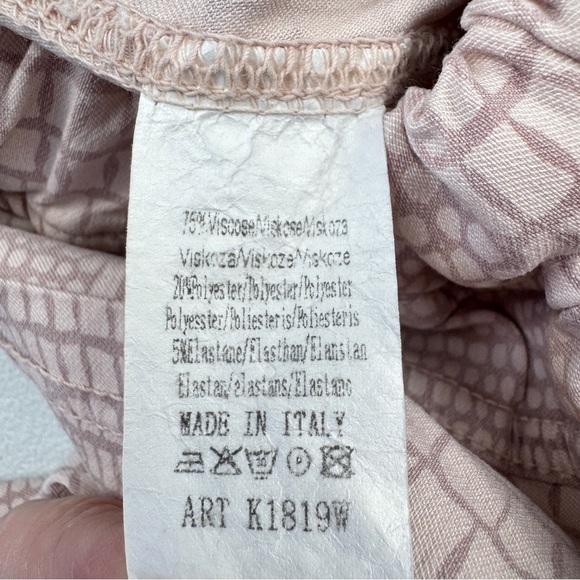 Made In Italy Pink Snake Print Pull On Pants Womens Size M Drawstring Pockets - Picture 4 of 4